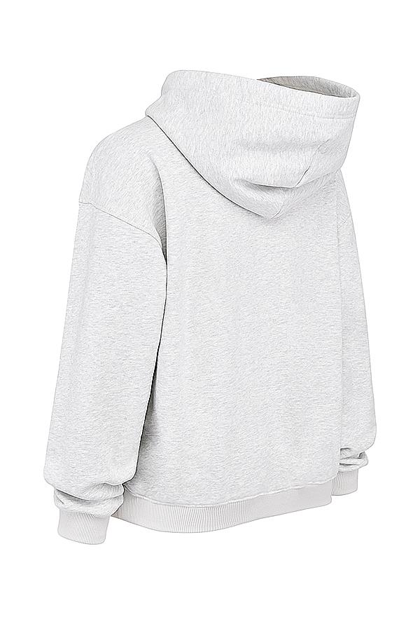 Mirage  light grey marl cotton fleece-back zip through hoodie Product Image