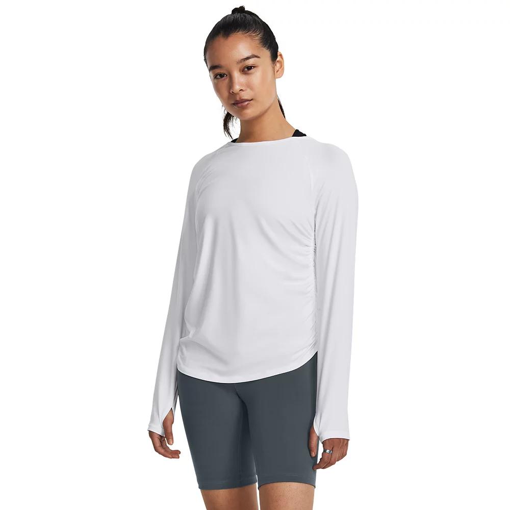 Women's Under Armour Motion Longline Long Sleeve Tee, Size: XS, White Halo Gray Product Image