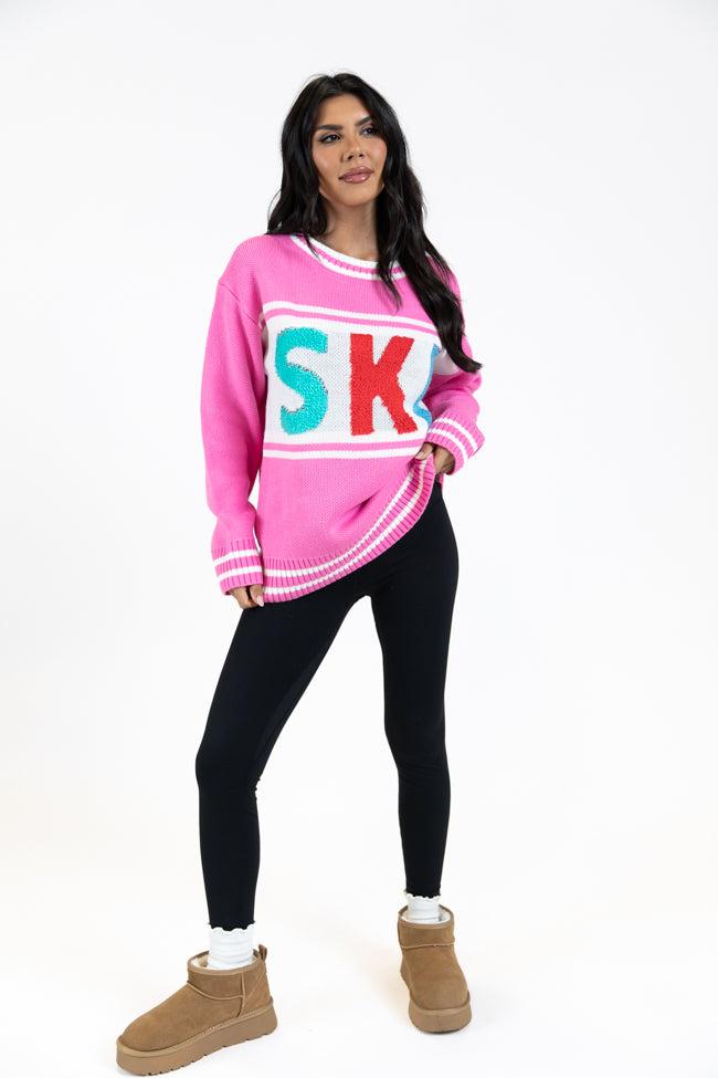 Varsity Ski Pink Sweater FINAL SALE Product Image