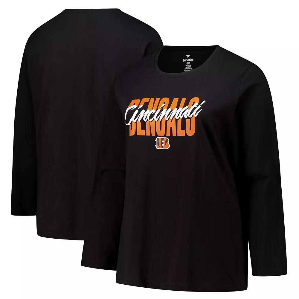 Women's Fanatics Black Cincinnati Bengals Long Sleeve Scoop Neck T-Shirt,  Product Image