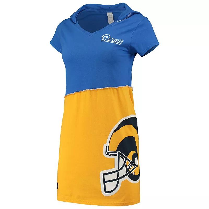 Women's Refried Apparel Royal/Gold Los Angeles Rams Sustainable Hooded Mini Dress, Size: Small, Blue Product Image