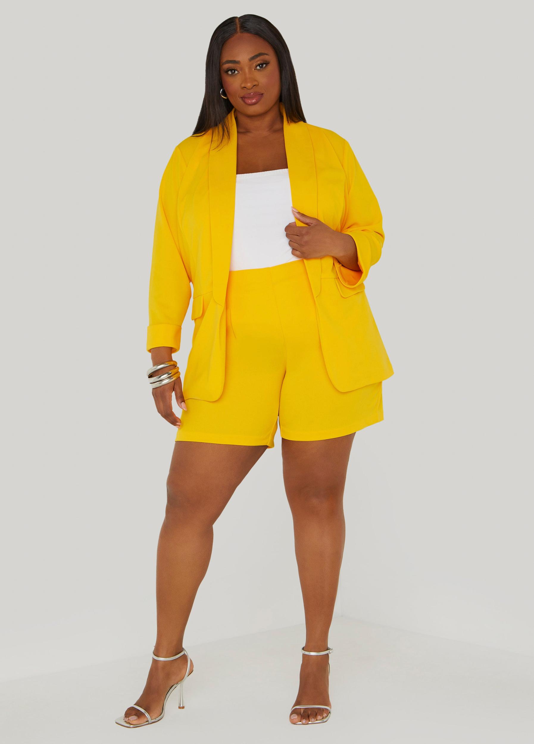 Plus Size Crepe High Rise Shorts Ashley Stewart Product Image
