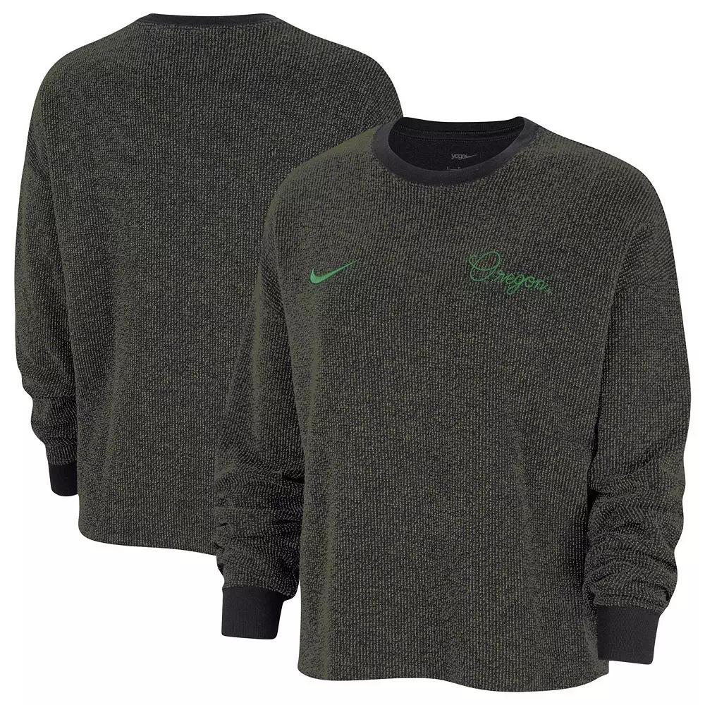 Women's Nike  Black Oregon Ducks Yoga Script Pullover Sweatshirt, Size: 2XL Product Image