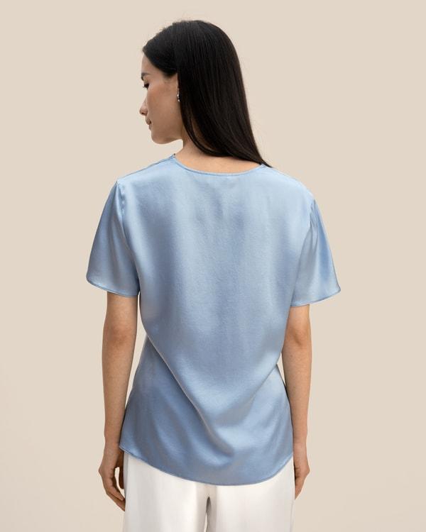 LILYSILK Women's Silk Cowl Neck Top, Smooth Charmeuse, Lily White, Size 10 Product Image