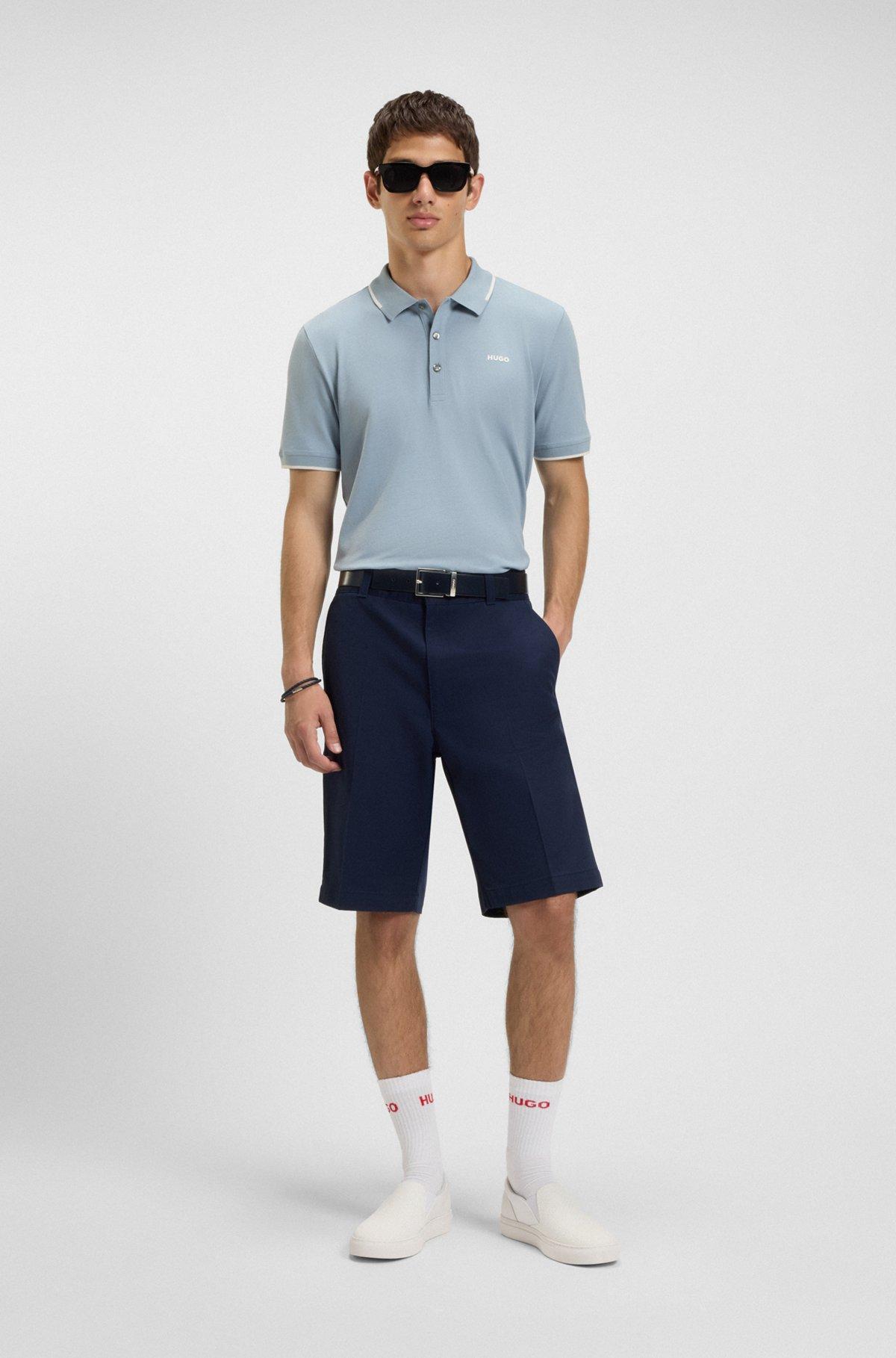 Stretch-cotton slim-fit polo shirt with printed logo Product Image