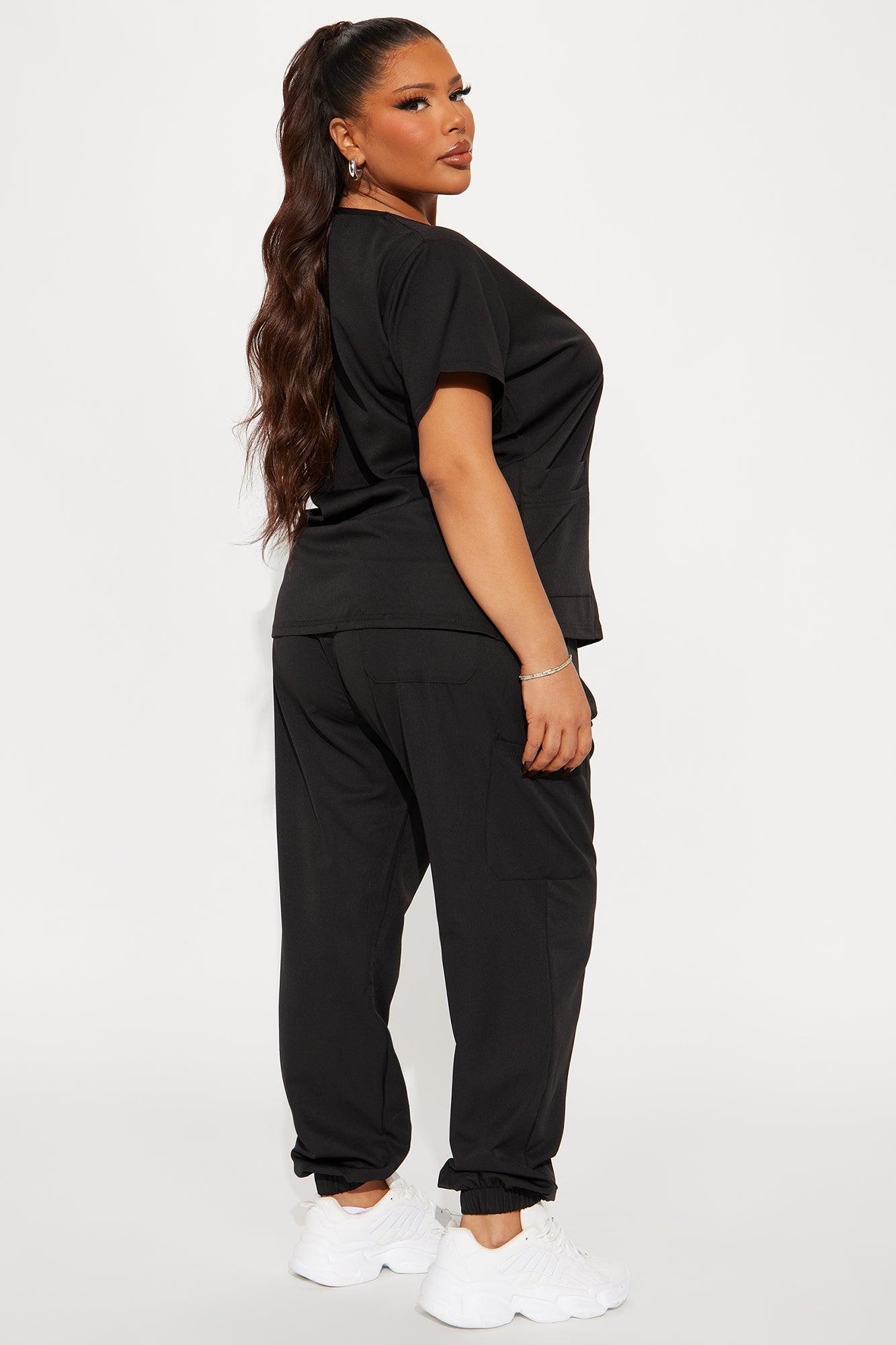 On The Daily 4 Way Stretch Scrub Uniform Jogger Set - Black Product Image