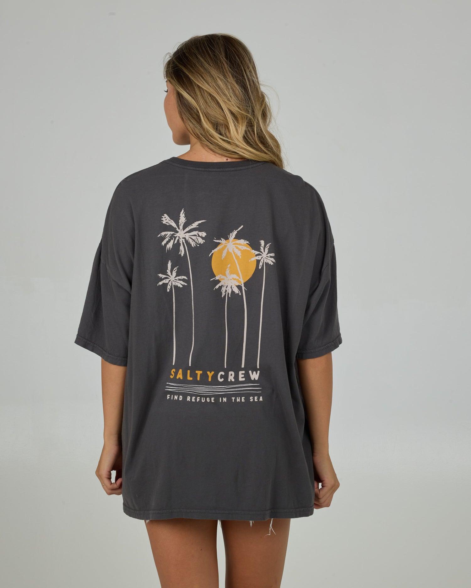 Palm Set Cover Up Tee - Charcoal Product Image