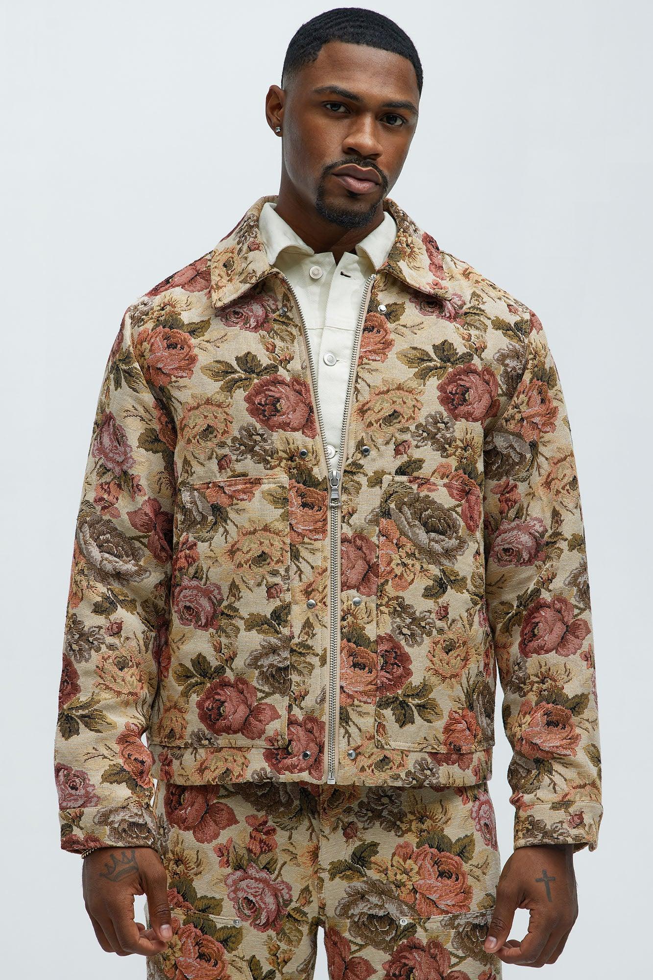Bellevue Floral Tapestry Work Jacket - Taupe/combo Product Image