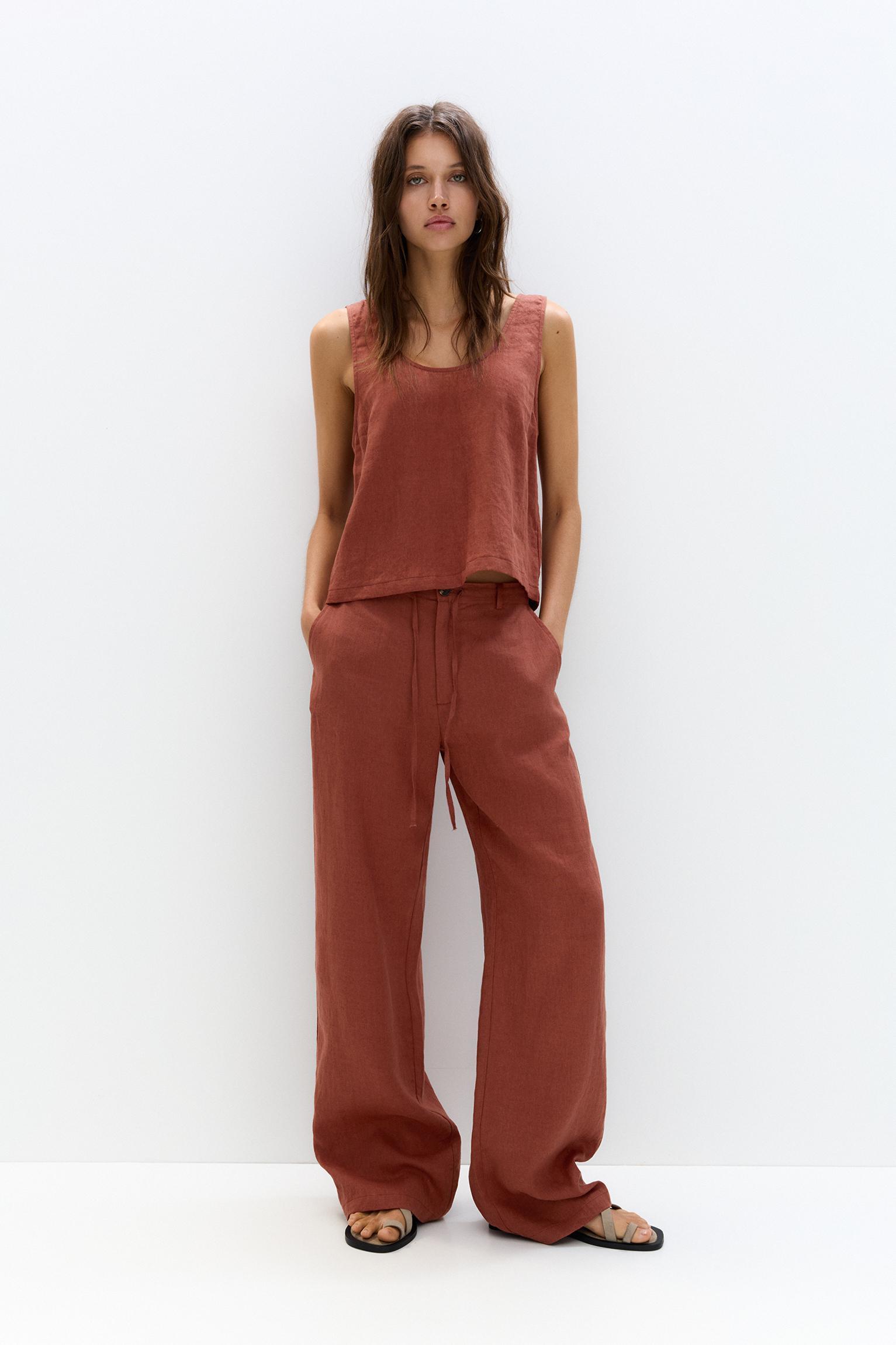 100% linen smart pants Product Image