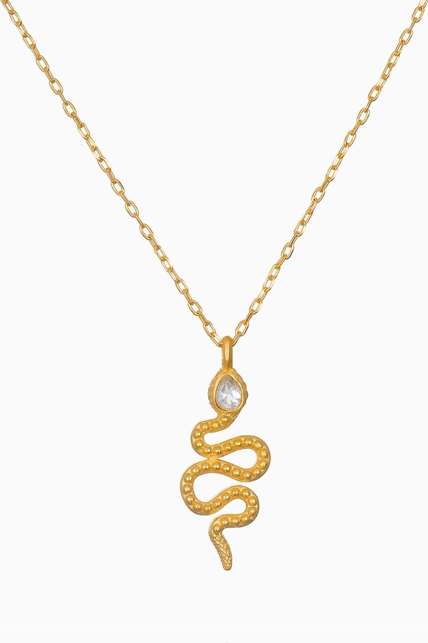 18" White Topaz Dot Snake Pendant Necklace Product Image