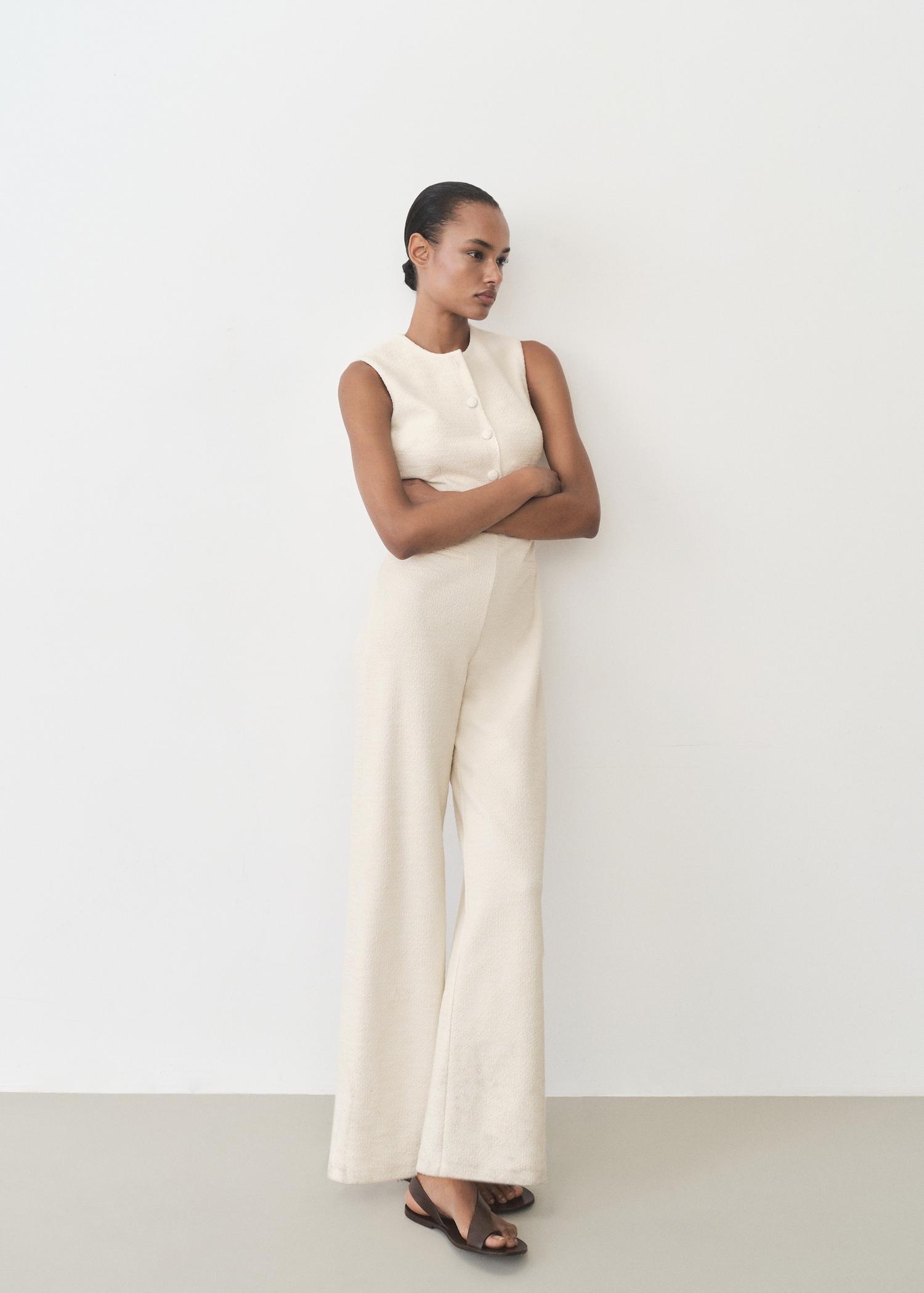 Buttoned tweed jumpsuit - Women | MANGO USA Product Image