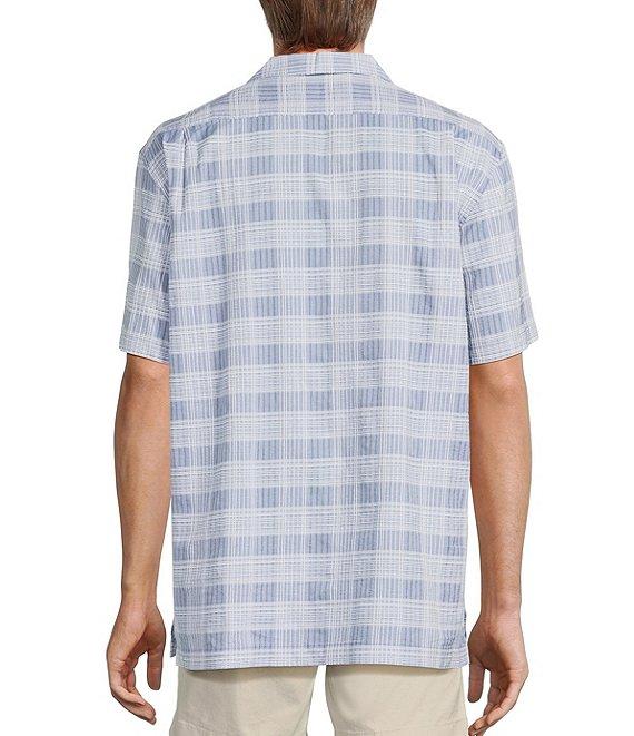 Roundtree & Yorke Short Sleeve Textured Plaid Sport Shirt Product Image