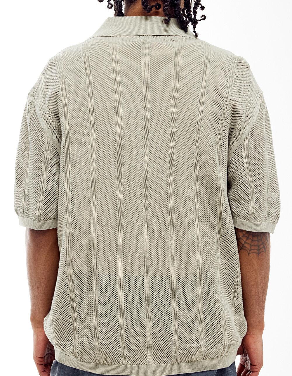 BDG Urban Outfitters Knitted Mens Button Up Shirt - GRAY Product Image