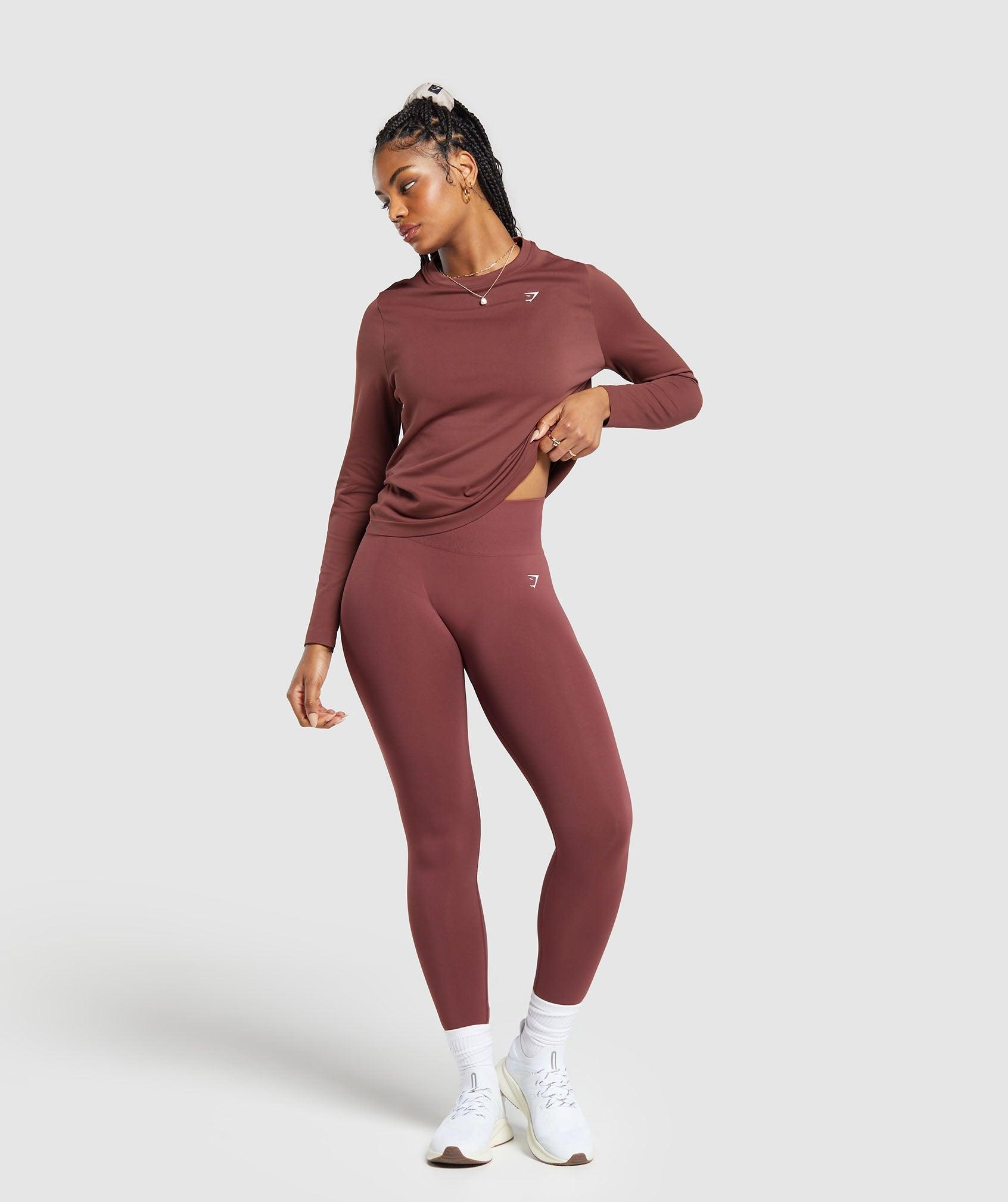 Gymshark Everyday Seamless Long Sleeve Top - Burgundy Brown Female Product Image