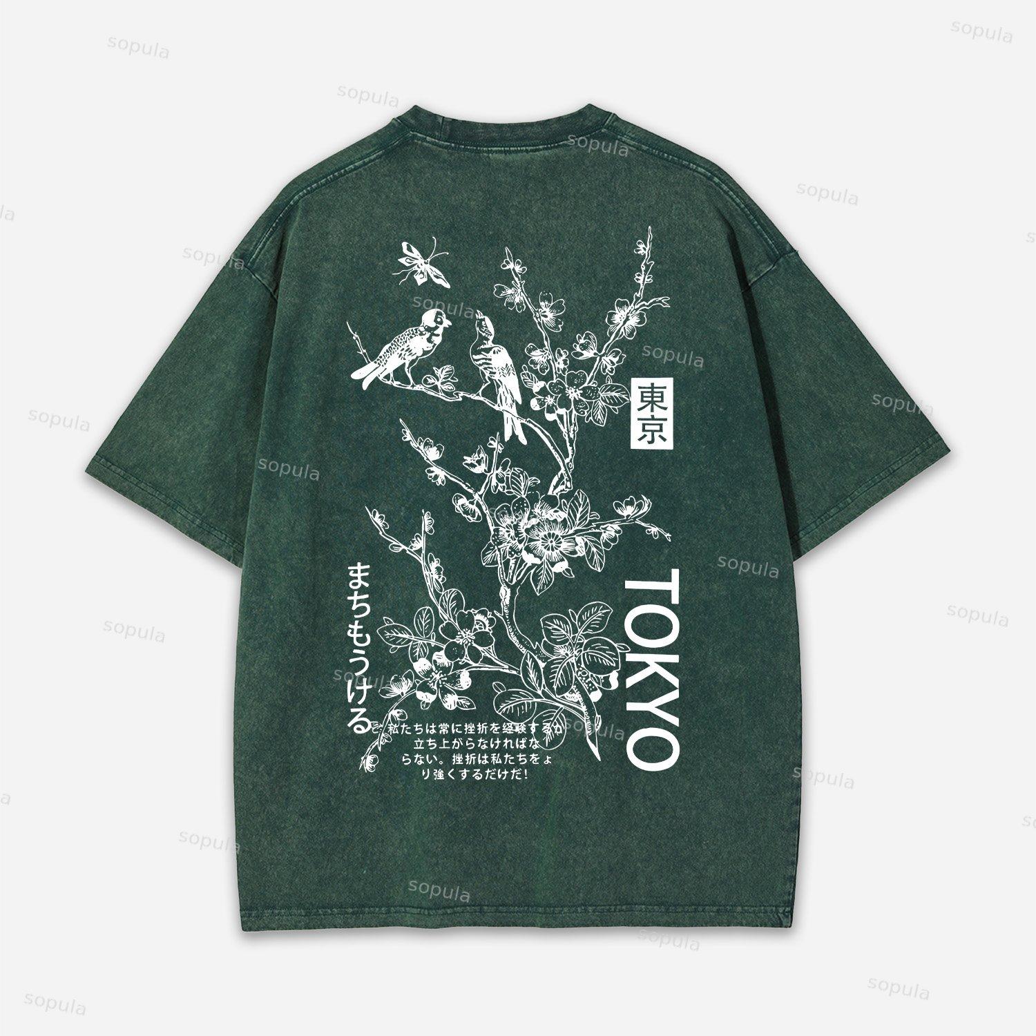 Vintage Little Angel Print Washed T-shirt Product Image