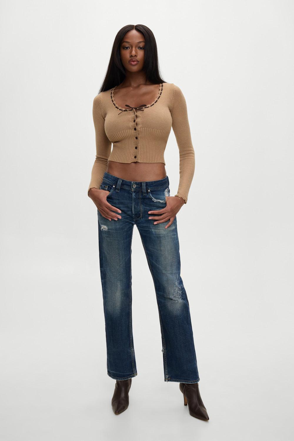 x BELLA HADID Texas Knit Cardigan - Caramel Product Image