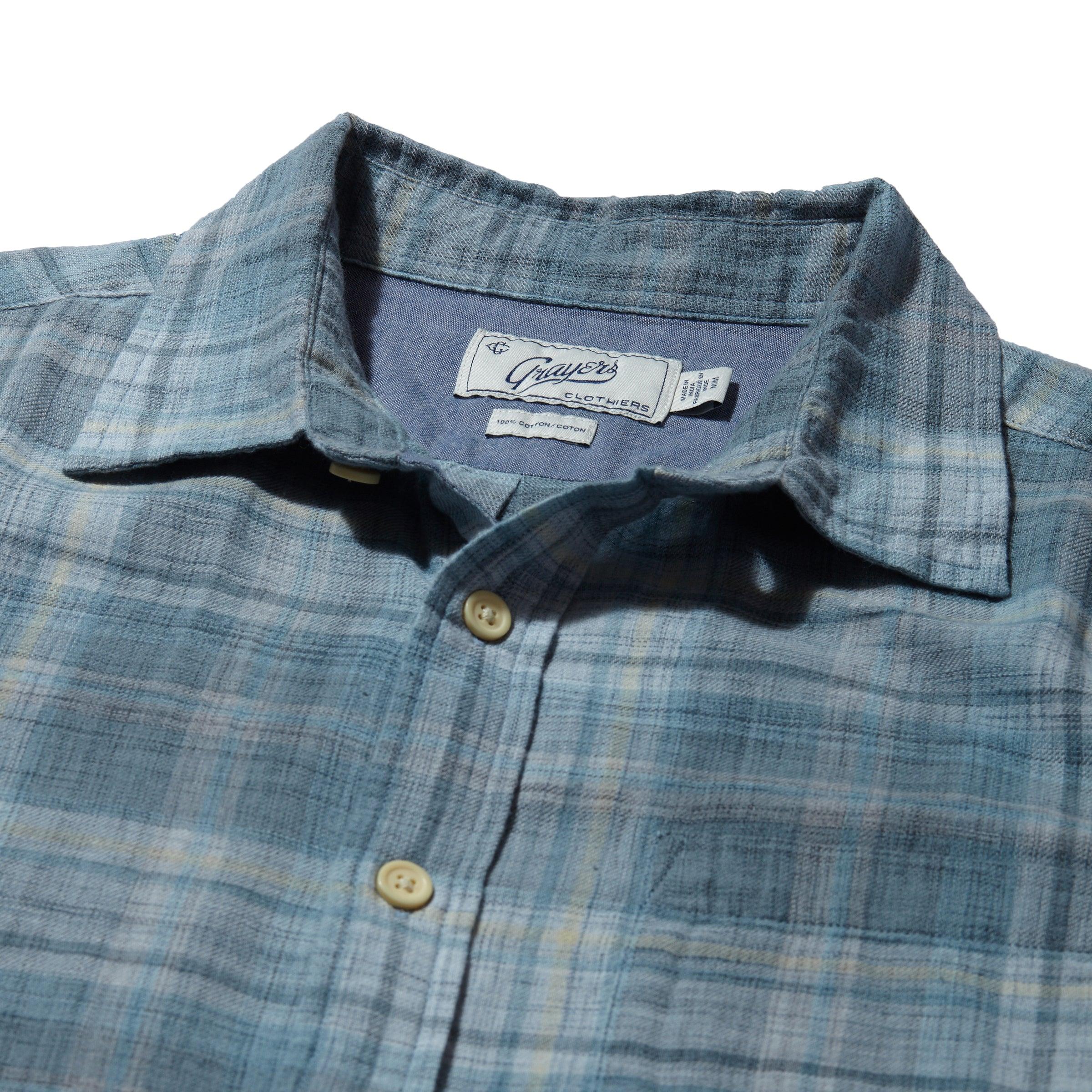 Madras Power Loom Twill Short Sleeve Shirt - Blue Tones Product Image