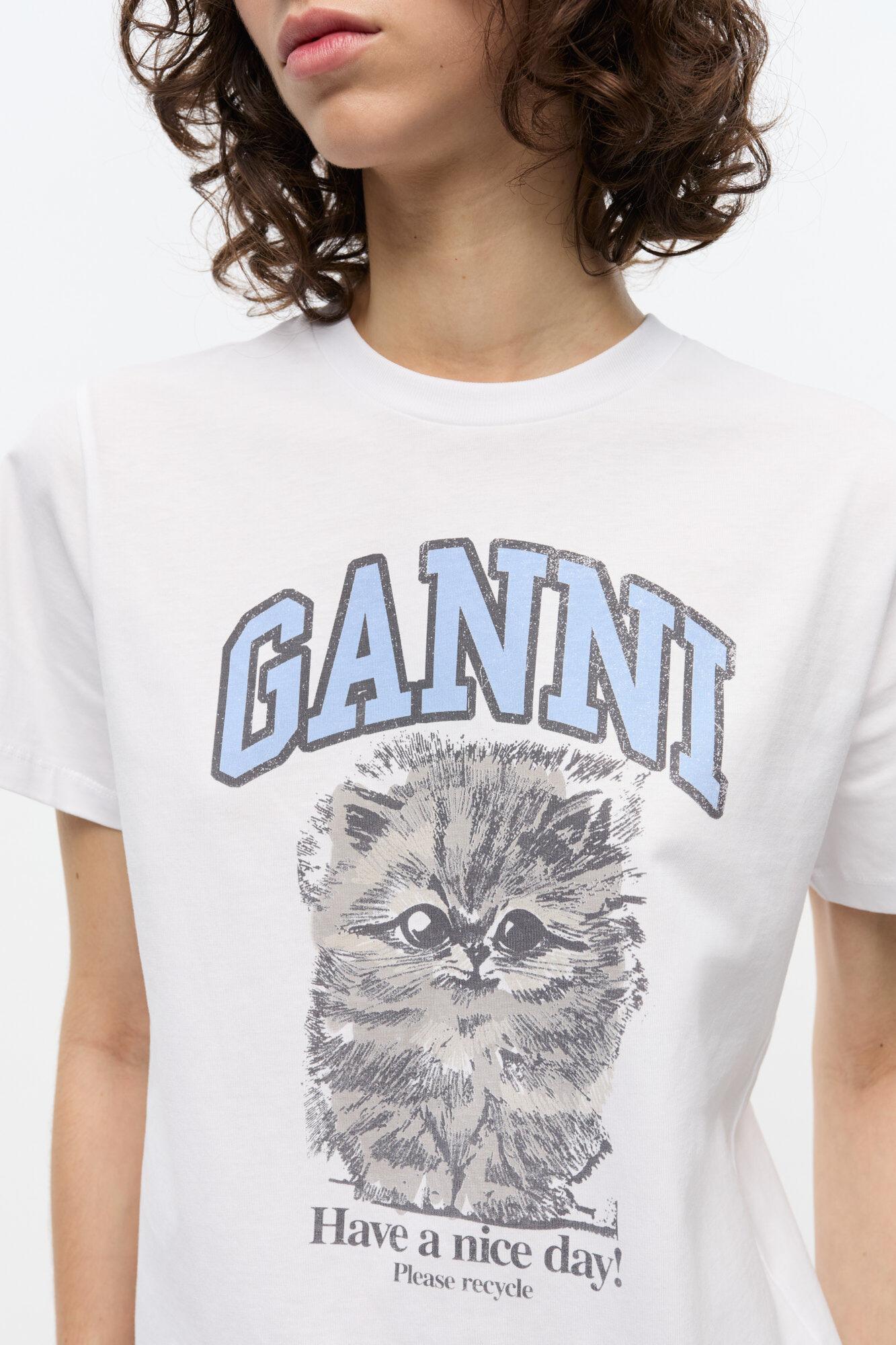 White Relaxed Jersey Kitty T-shirt Product Image