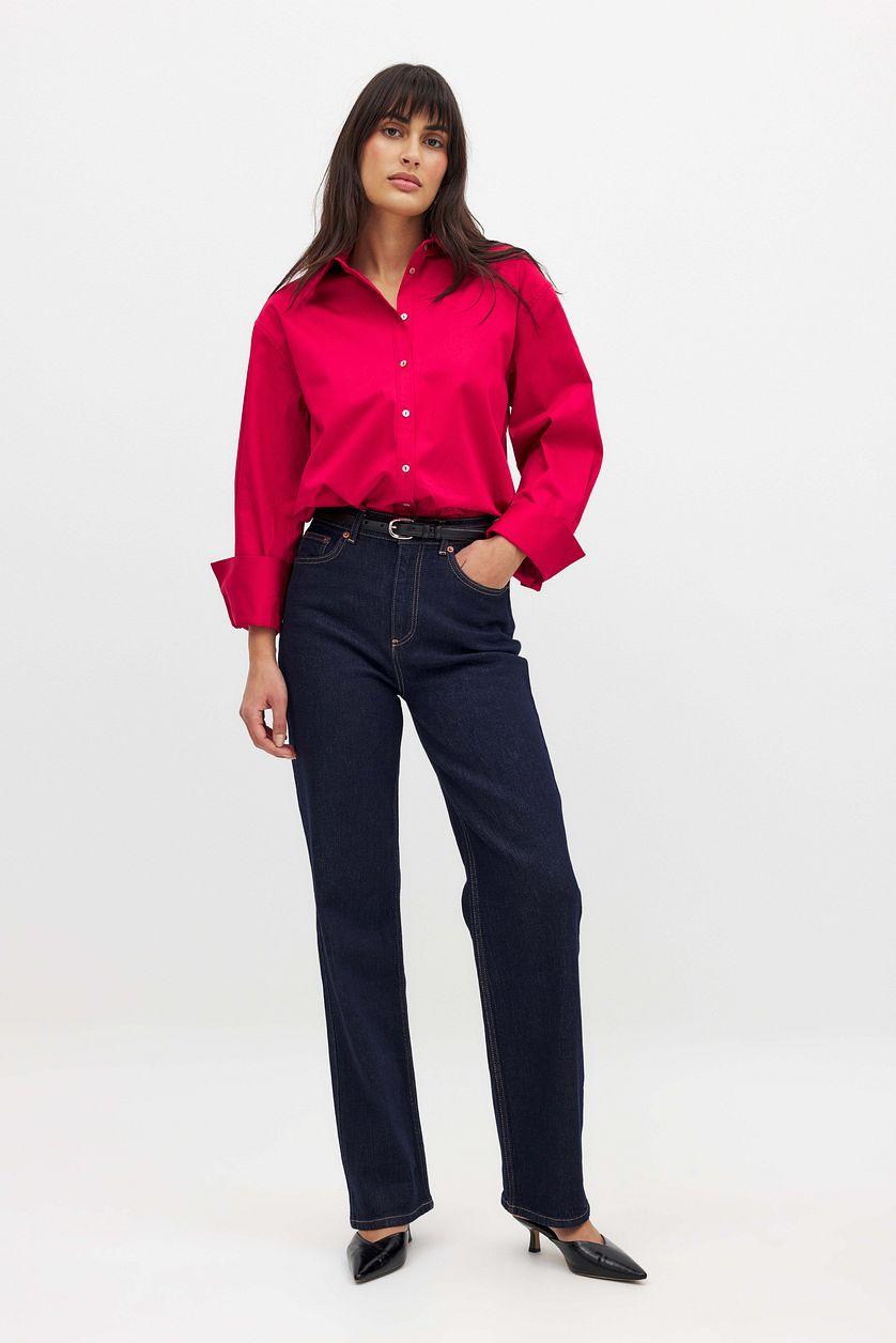 Straight High Waist Jeans Grey Product Image