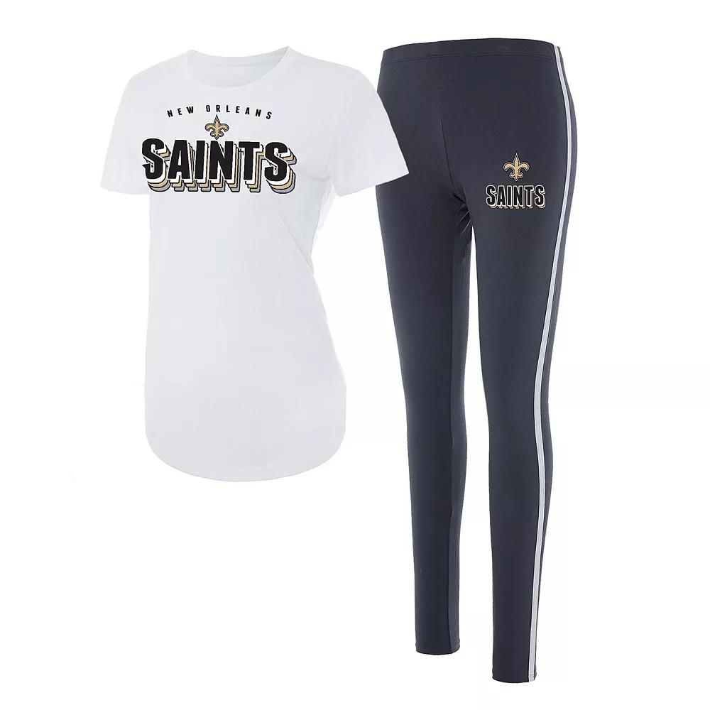 Women's Concepts Sport White/Charcoal New York Giants Sonata T-Shirt & Leggings Set,  Product Image