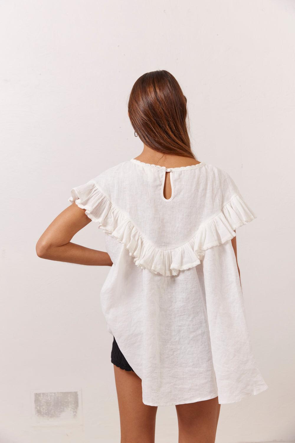 Viola Linen Tunic White Product Image