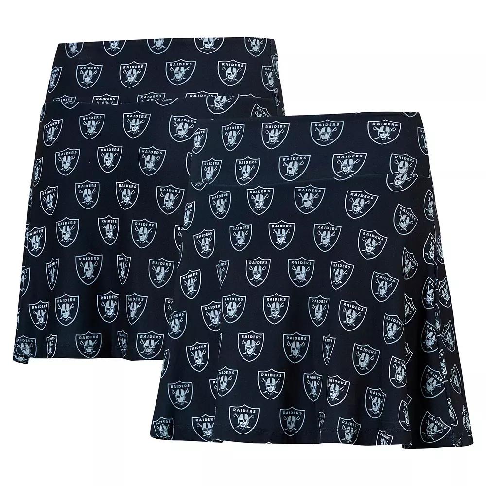 Women's Concepts Sport Black Las Vegas Raiders Record Allover Print Knit Sleep Skort, Size: Medium, Lvr Black Product Image