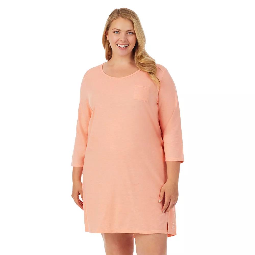 Plus Size Cuddl Duds® Essentials 3/4 Sleeve Sleepshirt, Women's, Size: 3XL, Coral Grey Product Image