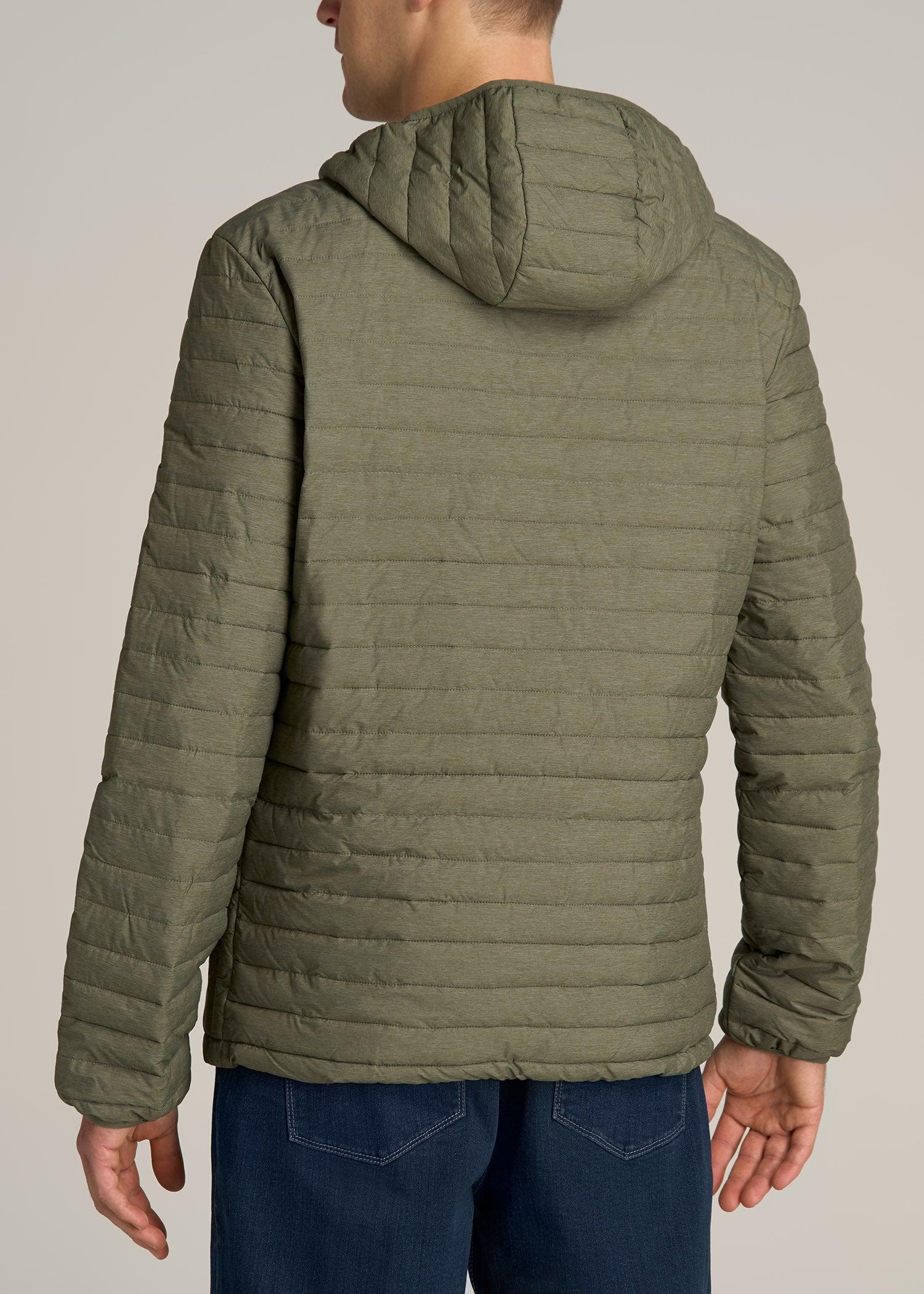 Packable Puffer Jacket for Tall Men in Olive Space Dye Male Product Image