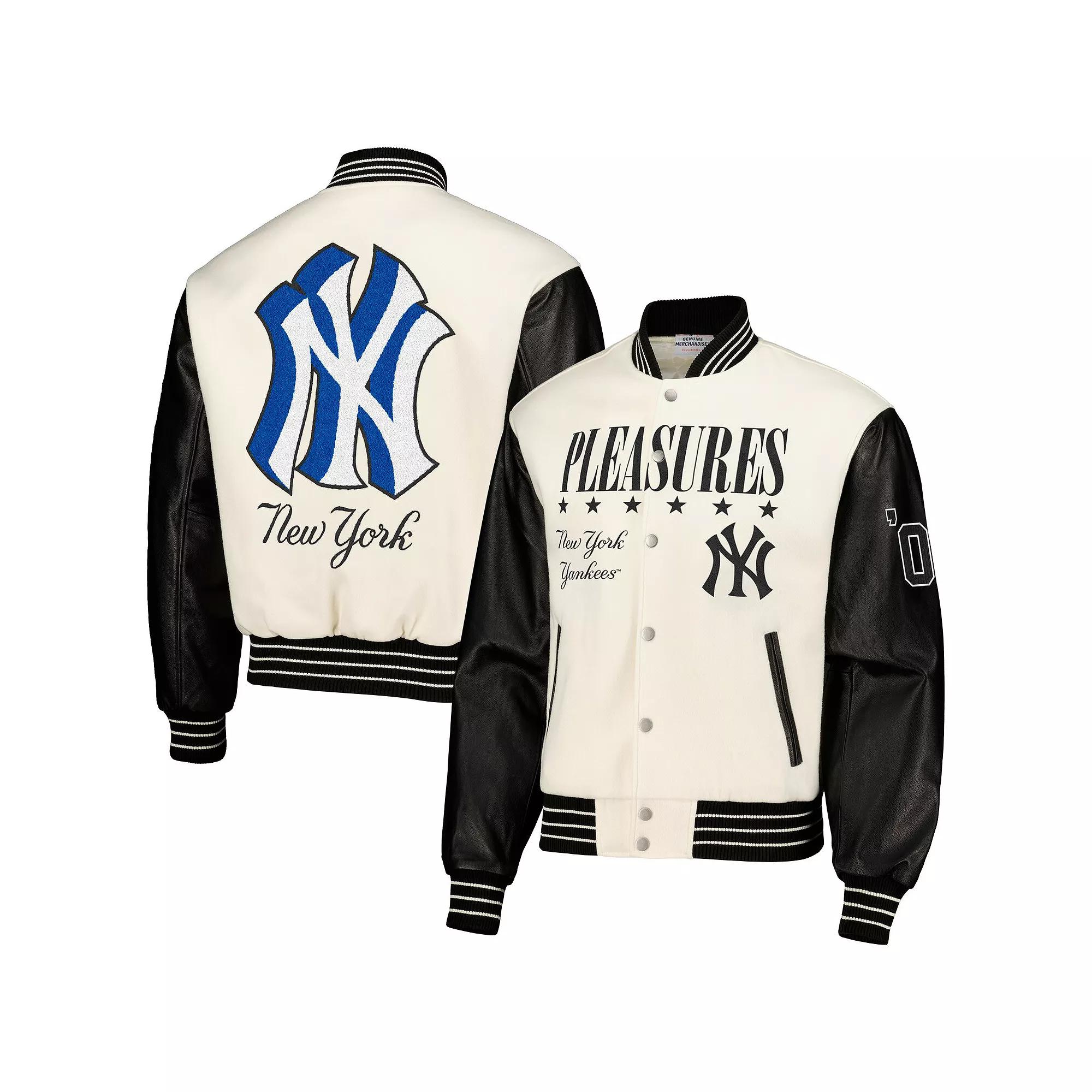 Men's White New York Yankees Full-Snap Varsity Jacket, Size: XL Product Image