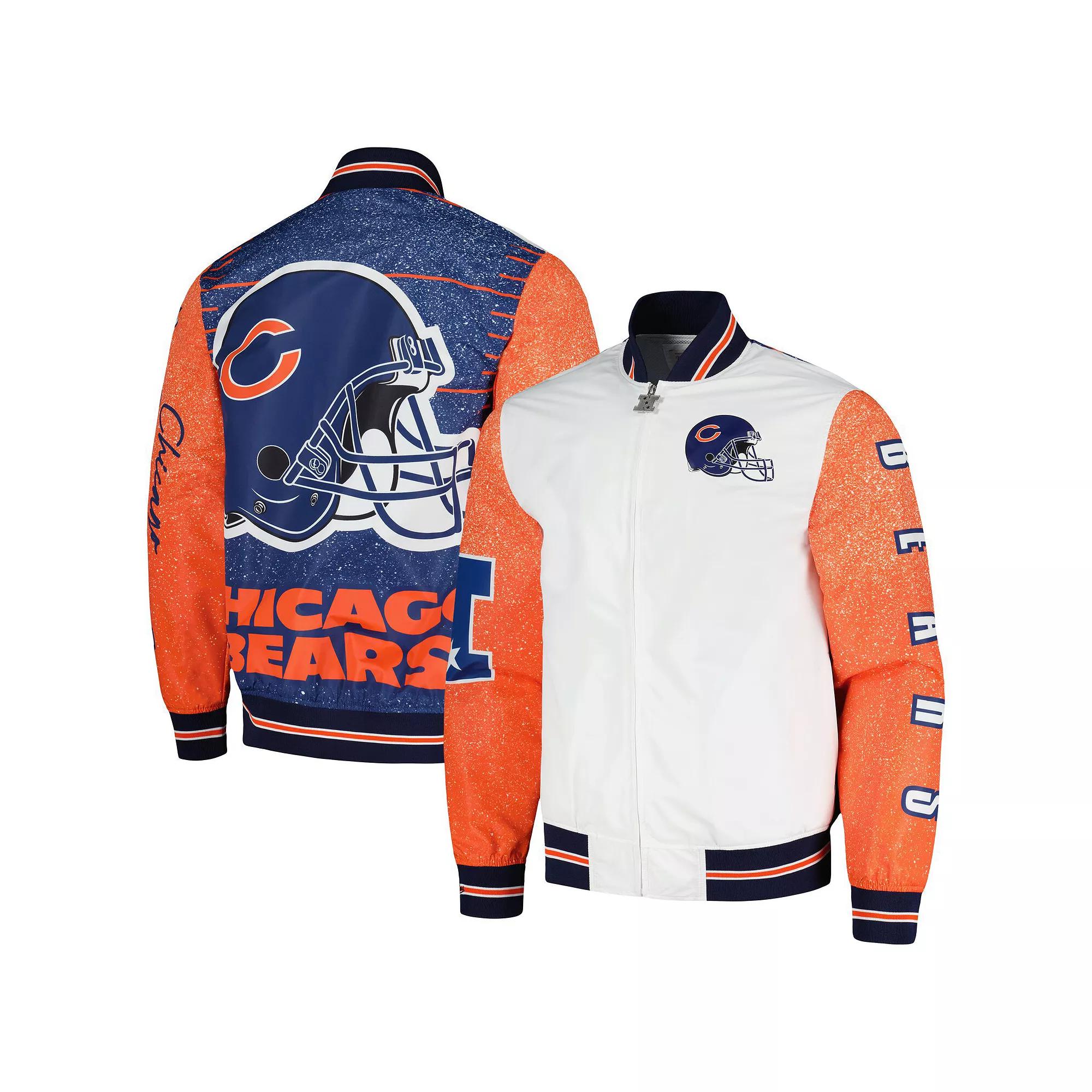 Men's Mitchell & Ness  White Chicago Bears Team Burst Warm-Up Full-Zip Jacket, Size: Large Product Image