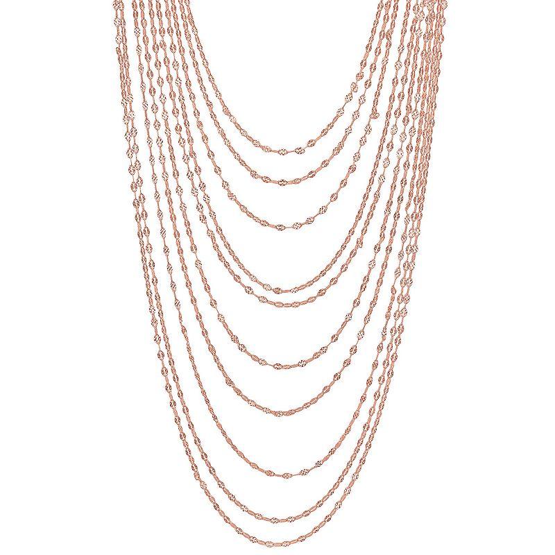 Stella Grace Sterling Silver Multistrand Chain Necklace, Womens Rose Gold Tone Product Image