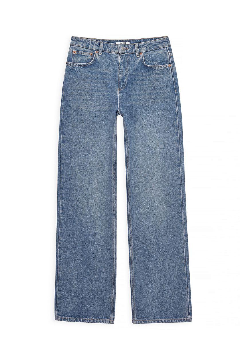 Straight Mid Waist Jeans Black Product Image