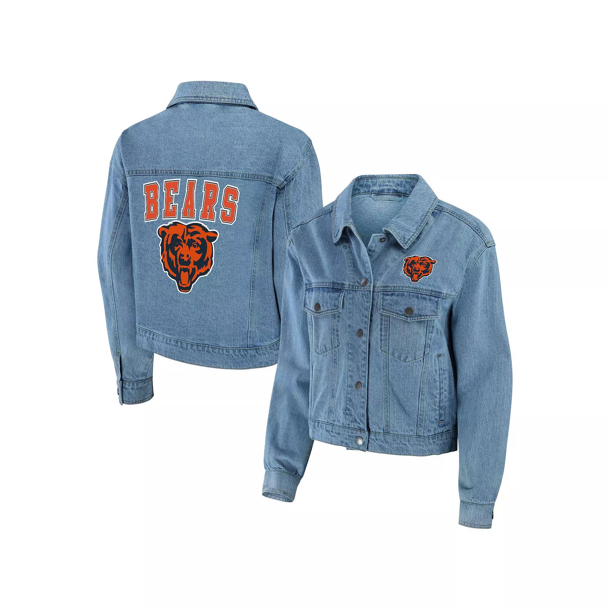 Women's WEAR by Erin Andrews Chicago Bears Full-Snap Denim Jacket, Size: XS, Blue Product Image