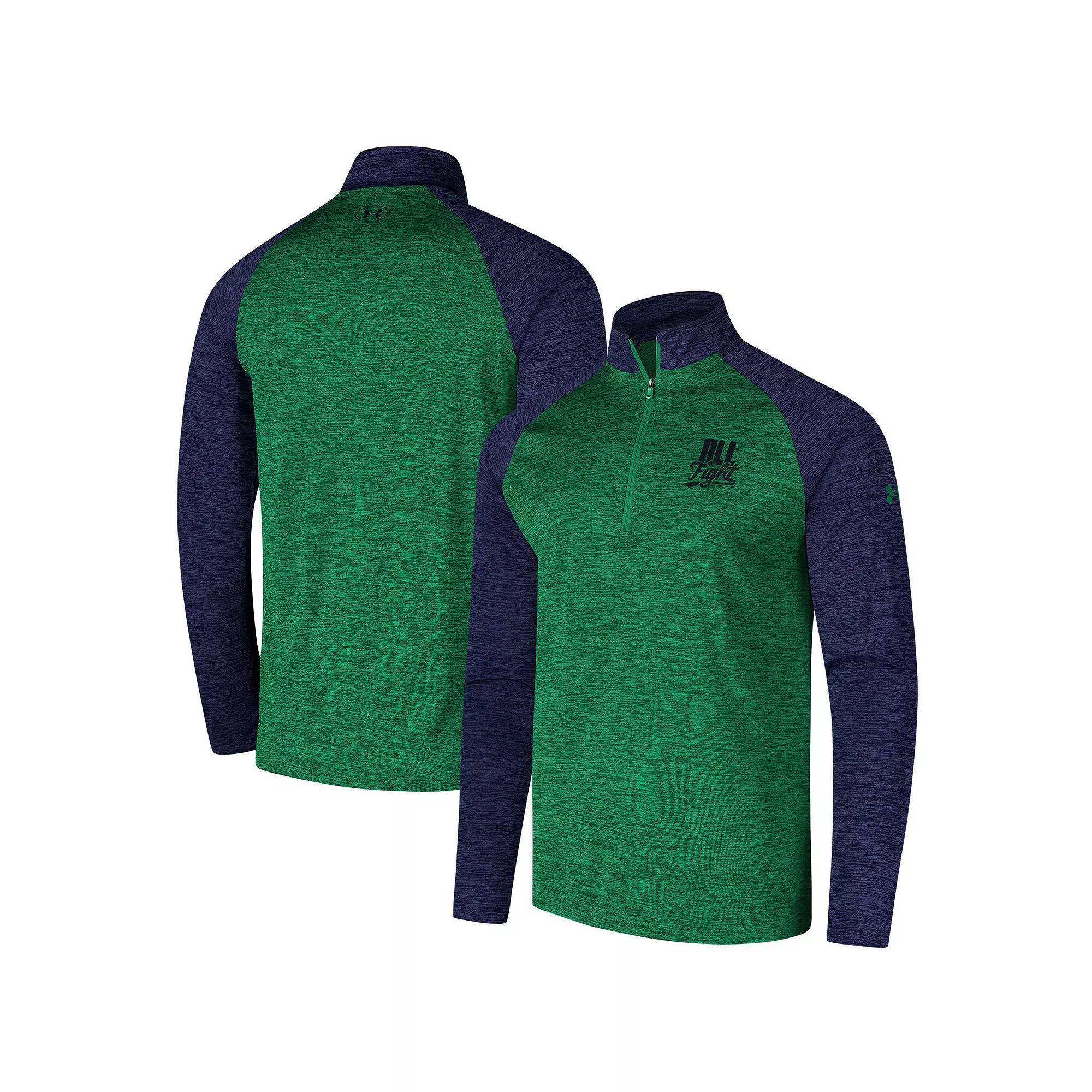 Men's Under Armour Kelly Green Notre Dame Fighting Irish Tech Wear Green Quarter-Zip Top,  Product Image