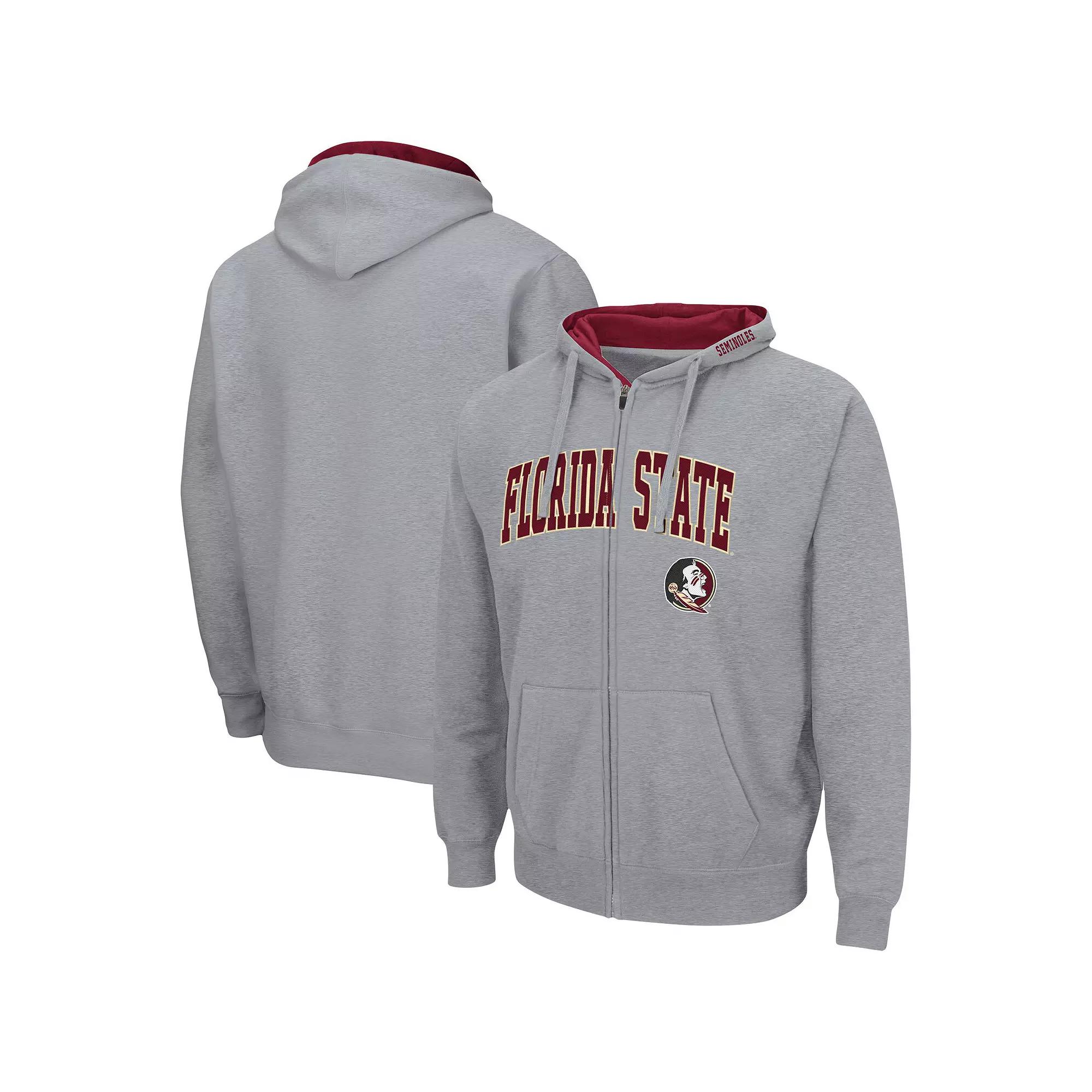 Men's Colosseum Heathered Gray Auburn Tigers Arch & Logo 3.0 Full-Zip Hoodie,  Product Image