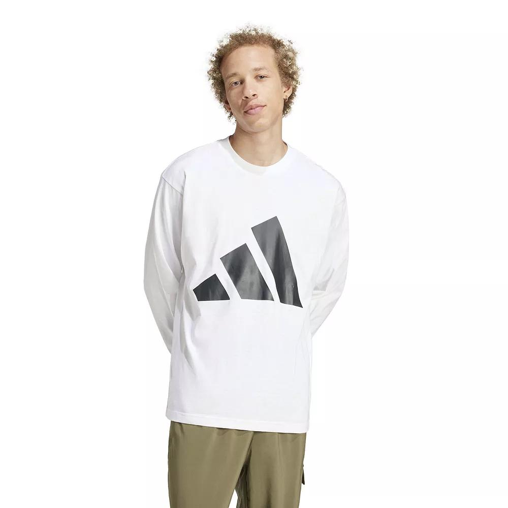Men's adidas Essentials Single Jersey Long Sleeve Sportswear T-shirt, Size: XL, White Product Image