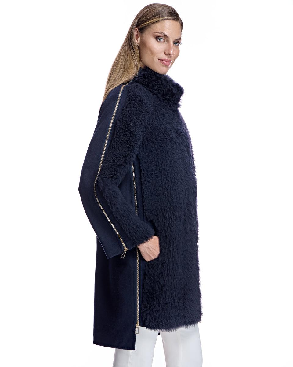 Mixed Media Shearling Coat Product Image