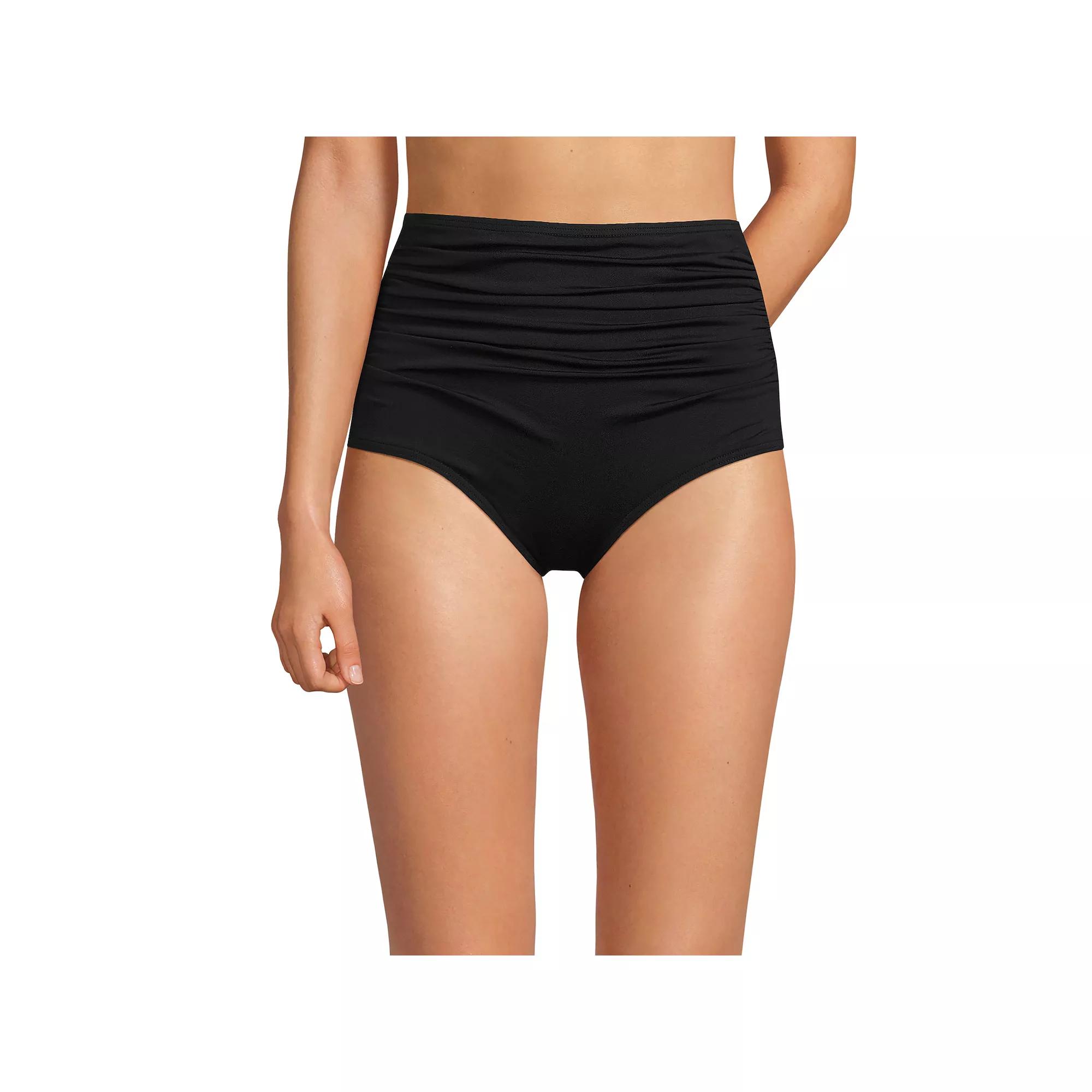 Plus Size Lands' End Chlorine Resistant Tummy Control Bikini Bottoms, Women's, Size: 26 W, Black Product Image
