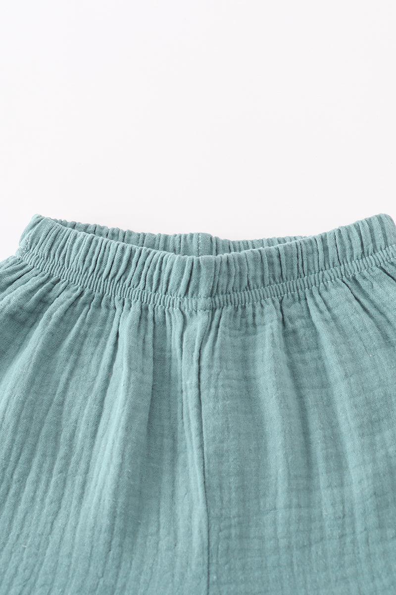 Premium Gray muslin boy shorts set Product Image