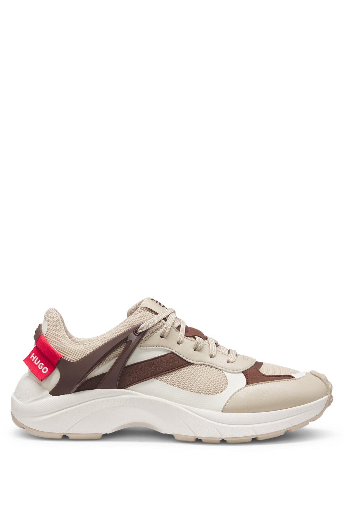 HUGO - Logo-backtab trainers with mesh details - Light Beige Product Image