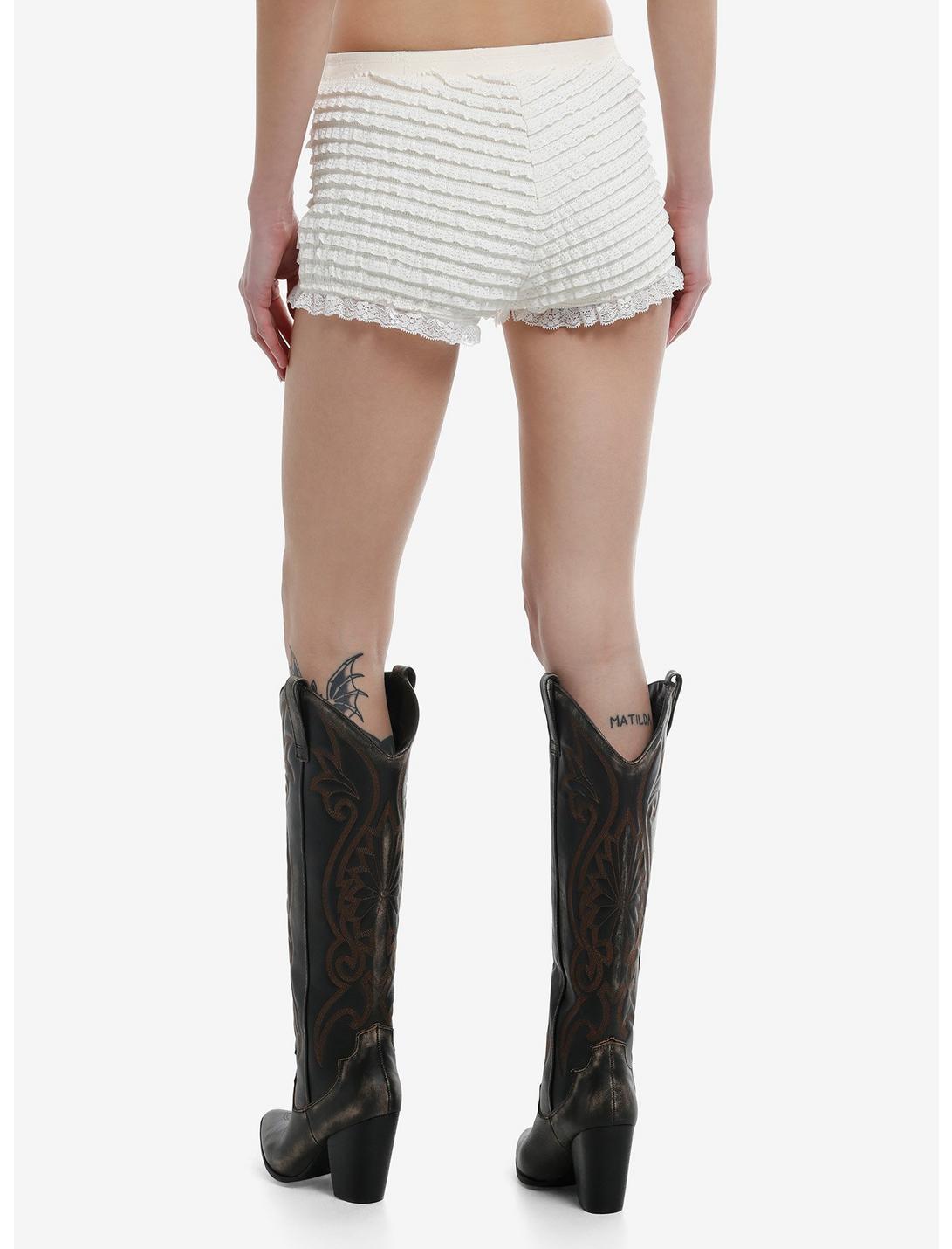 Sweet Society White Bow Ruffle Lounge Shorts Product Image