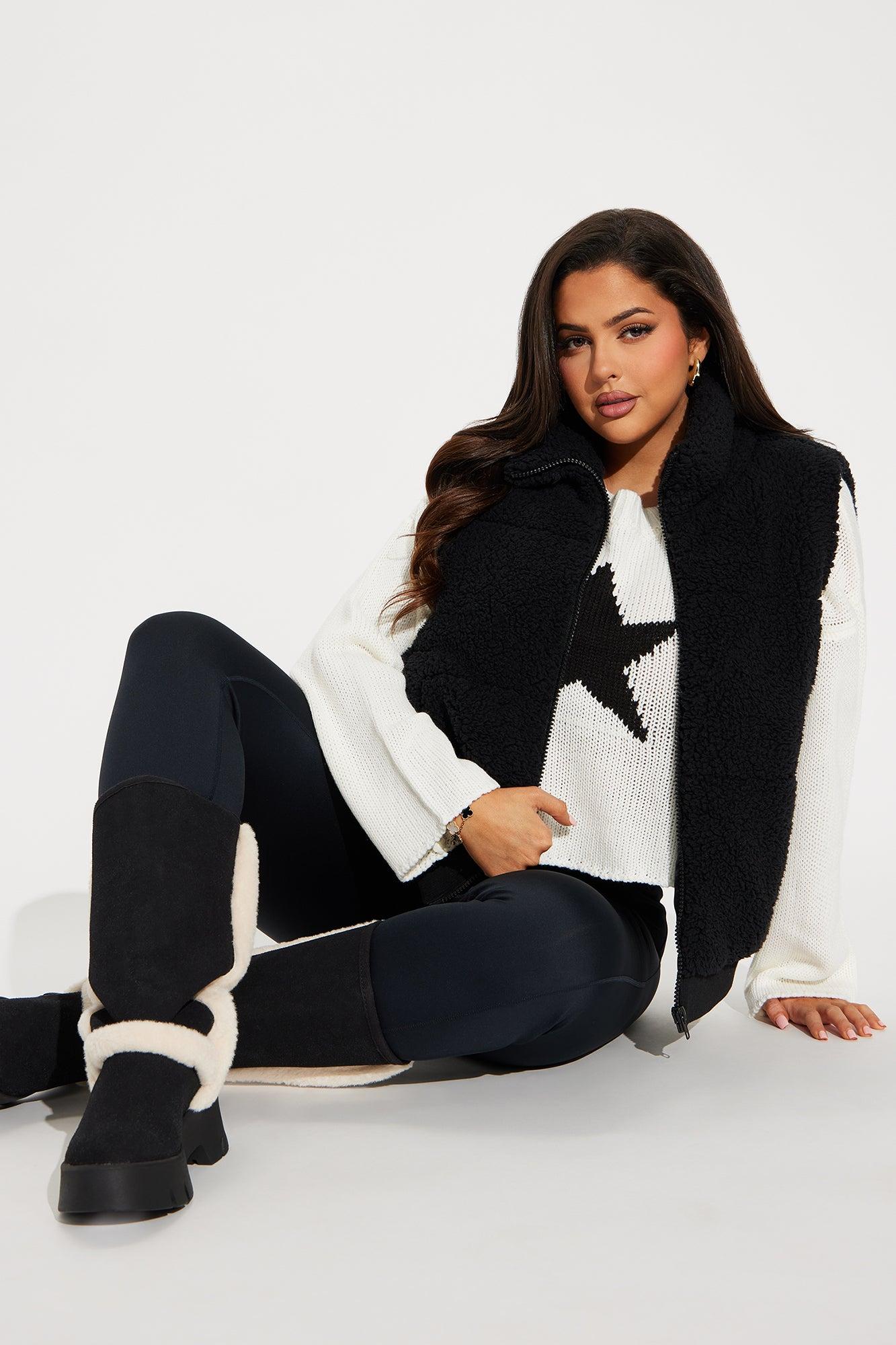 Kiara Sherpa Puffer Vest - Black Product Image