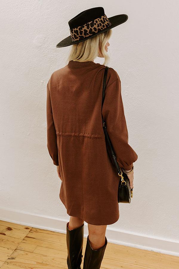 Latte Run Drawstring Mini Dress in Chocolate Product Image