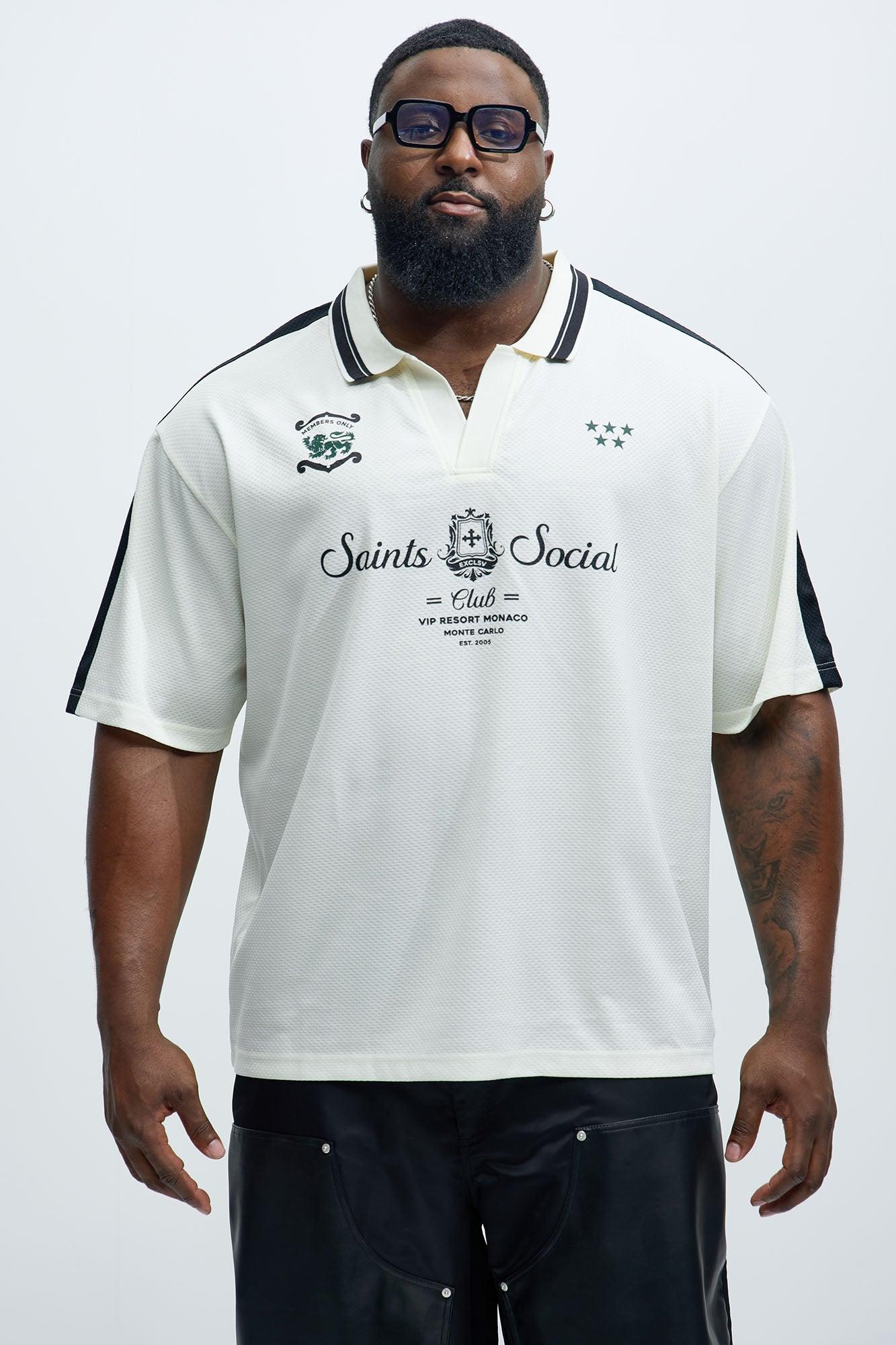 Saints Social Johnny Collar Soccer Jersey - Off White Product Image