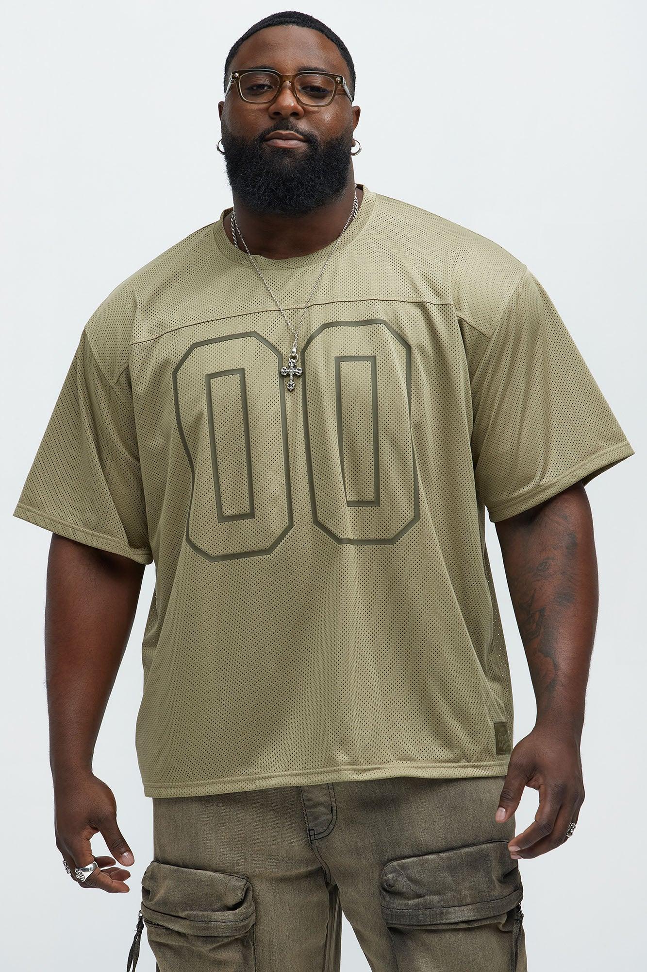 Mesh Boxy Football Short Sleeve Tee - Olive Product Image