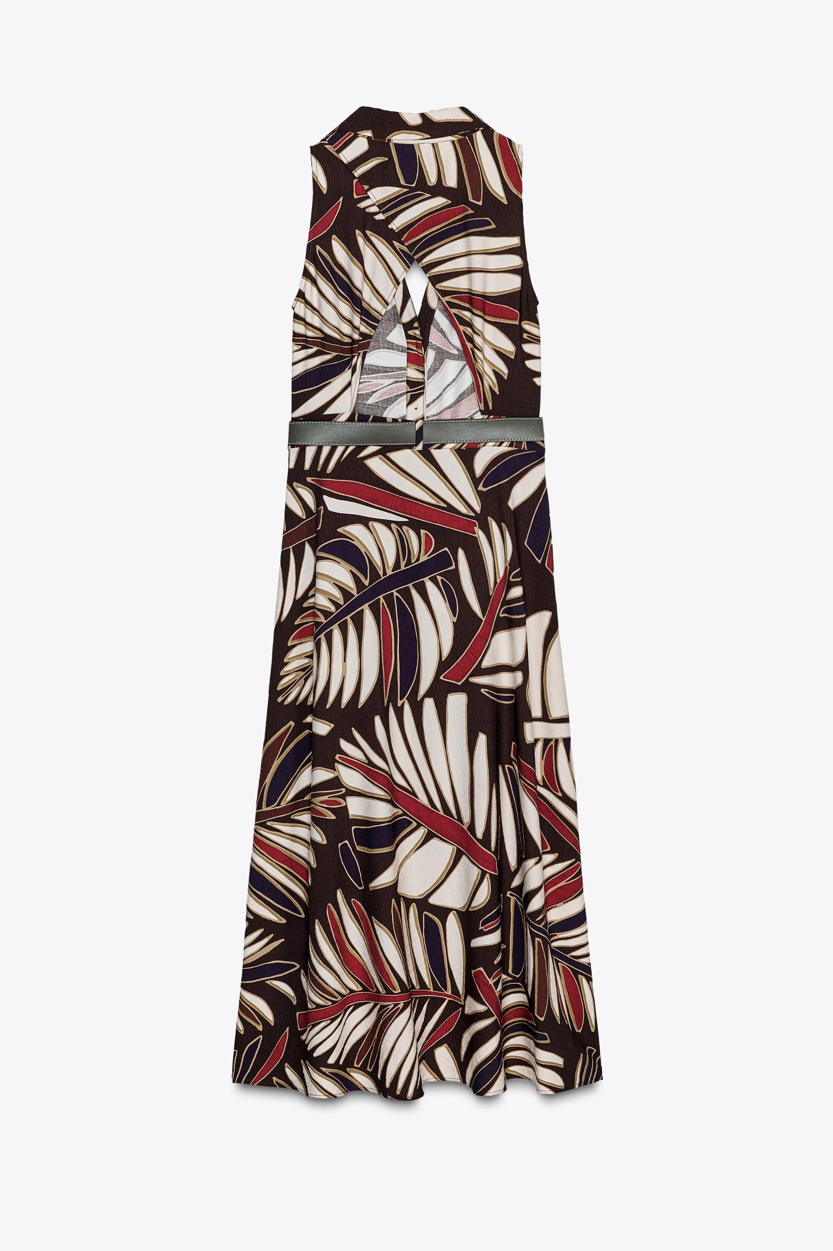 BELTED PRINTED MIDI DRESS Product Image