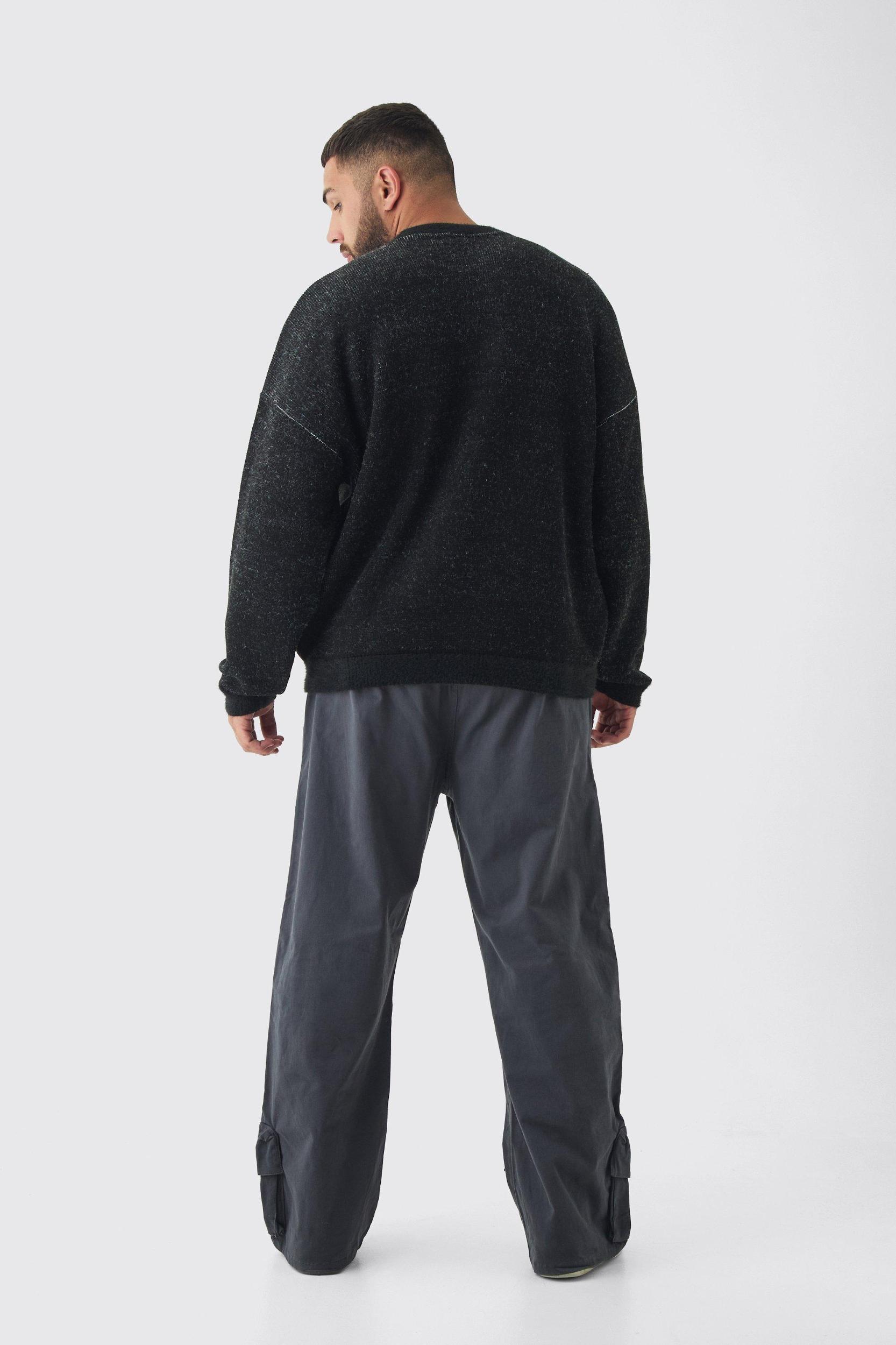 Plus Rib Cage Oversized Knitted Sweater | boohooMAN USA Product Image