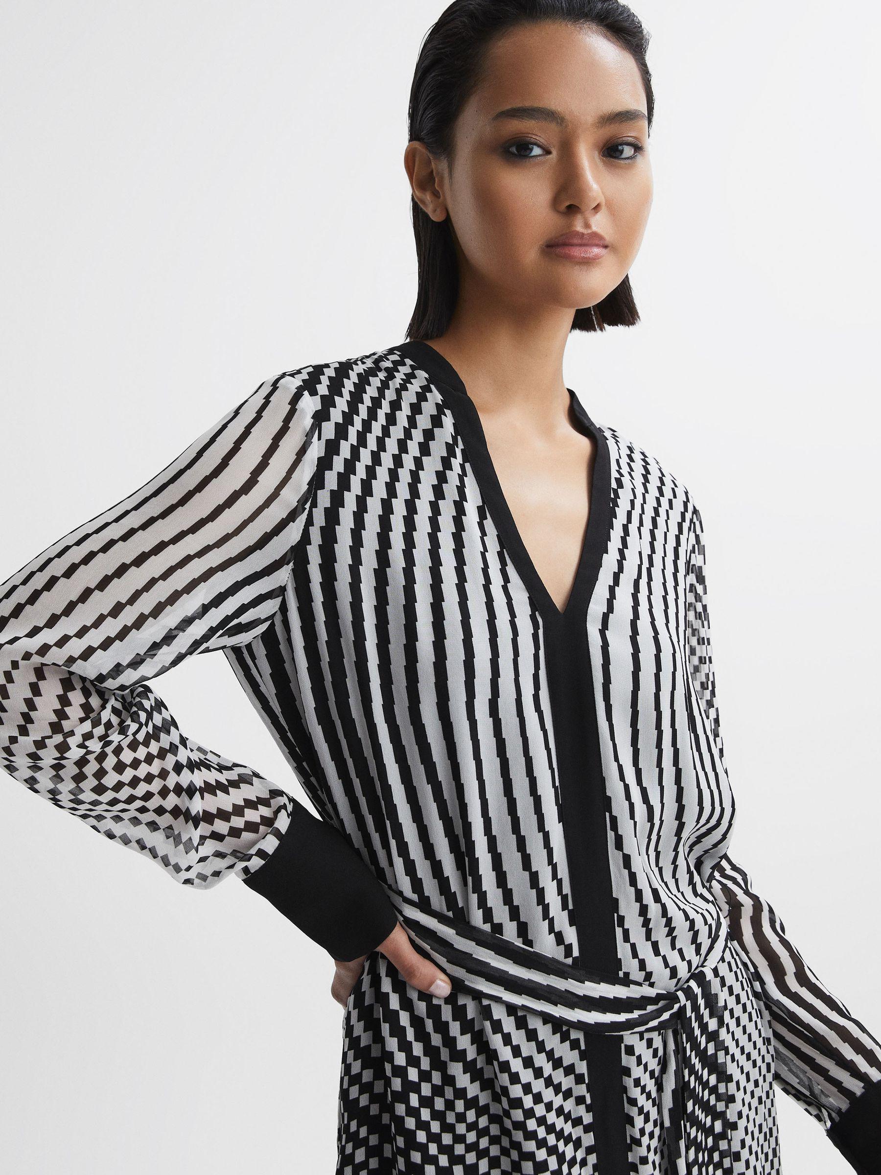 Check Belted Mini Dress in Black/White Product Image