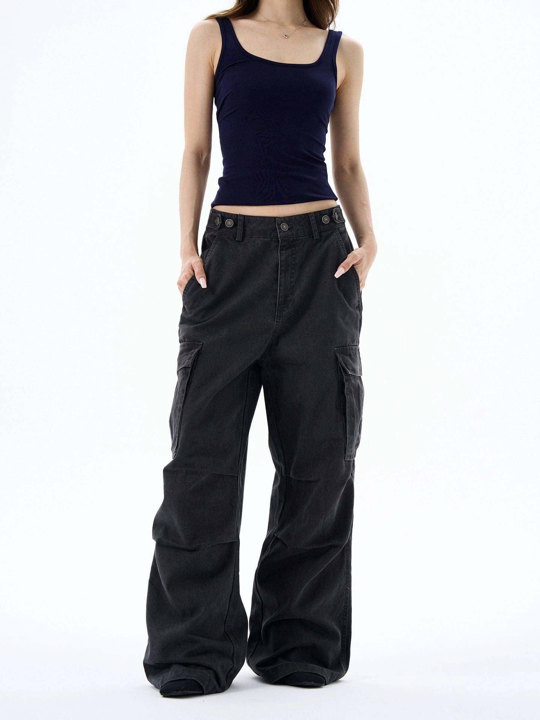 RT No. 18195 CARGO WIDE STRAIGHT PANTS Product Image
