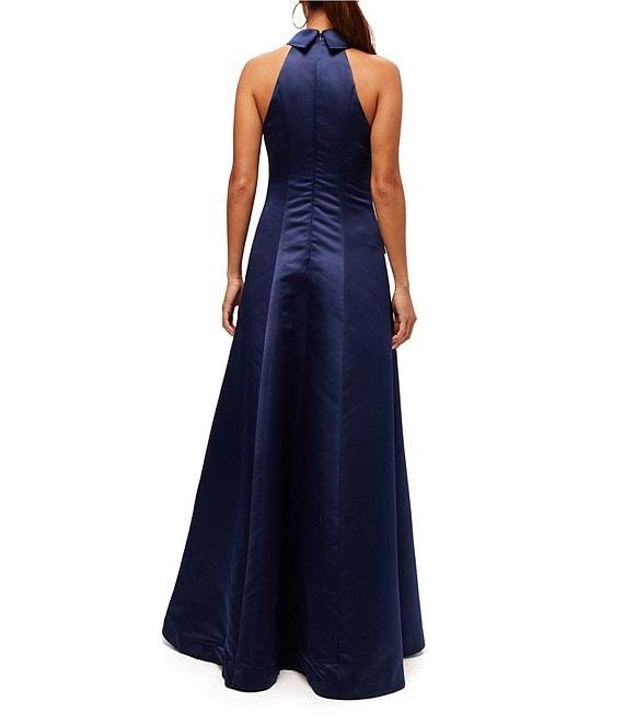 Trina Turk Official Satin Halter Collar Sleeveless Gown Product Image